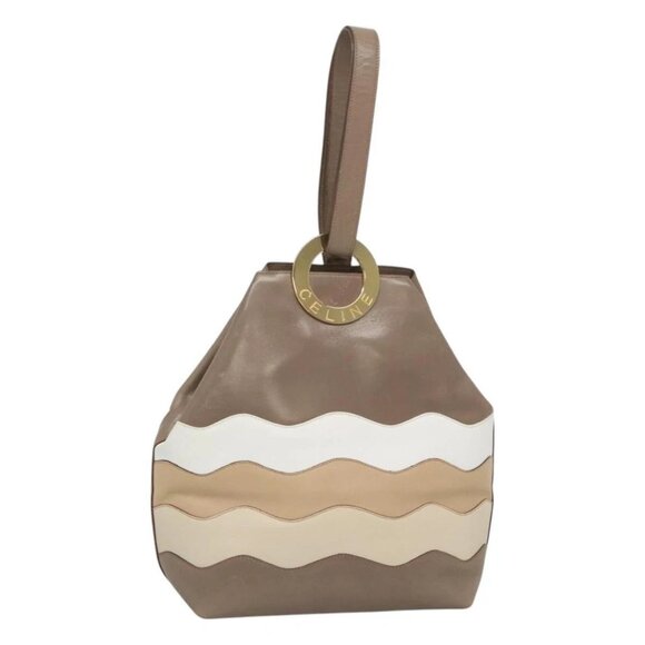 CELINE Shoulder Bag Leather Brown Gold Auth - Picture 2 of 16